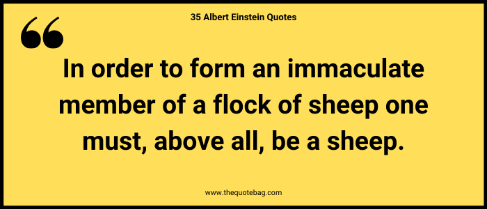 In order to form an immaculate member of a flock of sheep one must, above all, be a sheep. - Albert Einstein