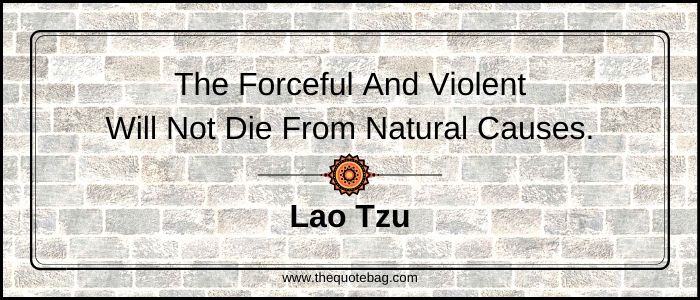 The forceful and violent will not die from natural causes - Lao Tzu