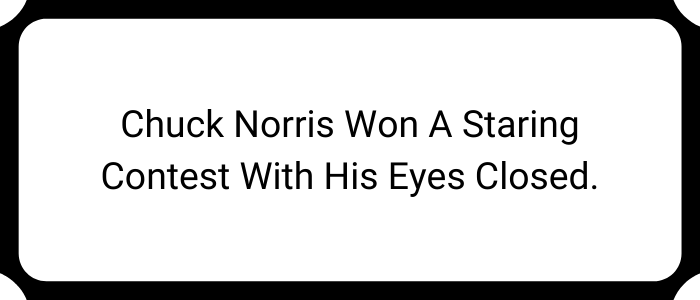 Chuck Norris won a staring contest with his eyes closed.