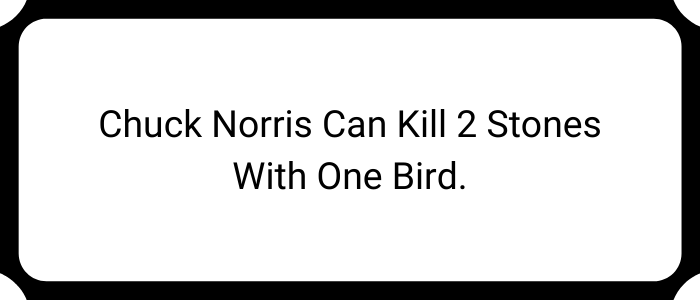 Chuck Norris can kill 2 stones with one bird.