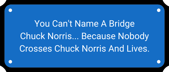 You can't name a bridge Chuck Norris… Because nobody crosses Chuck Norris and lives.