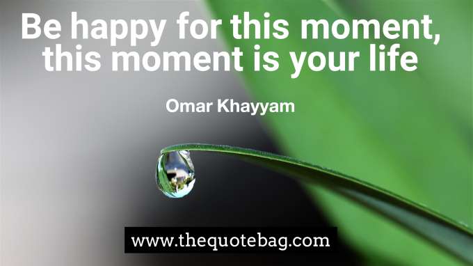 “Be happy for this moment, this moment is your life” - Omar Khayyam