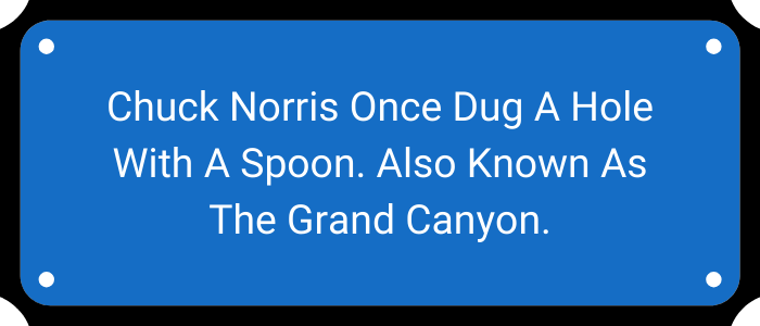 Chuck Norris once dug a hole with a spoon. Also known as the Grand Canyon.