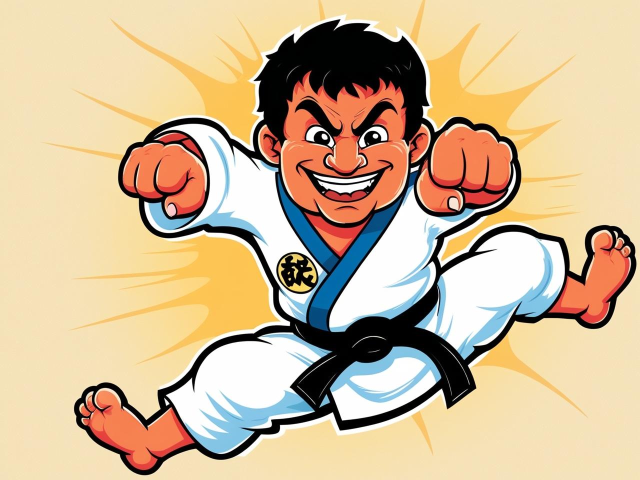 Funny Cartoon Karate Guy