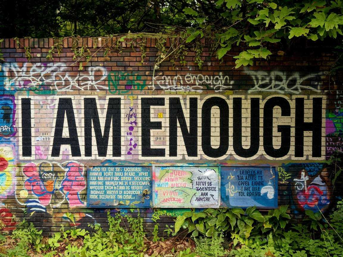 Brick Wall with Text I am Enough